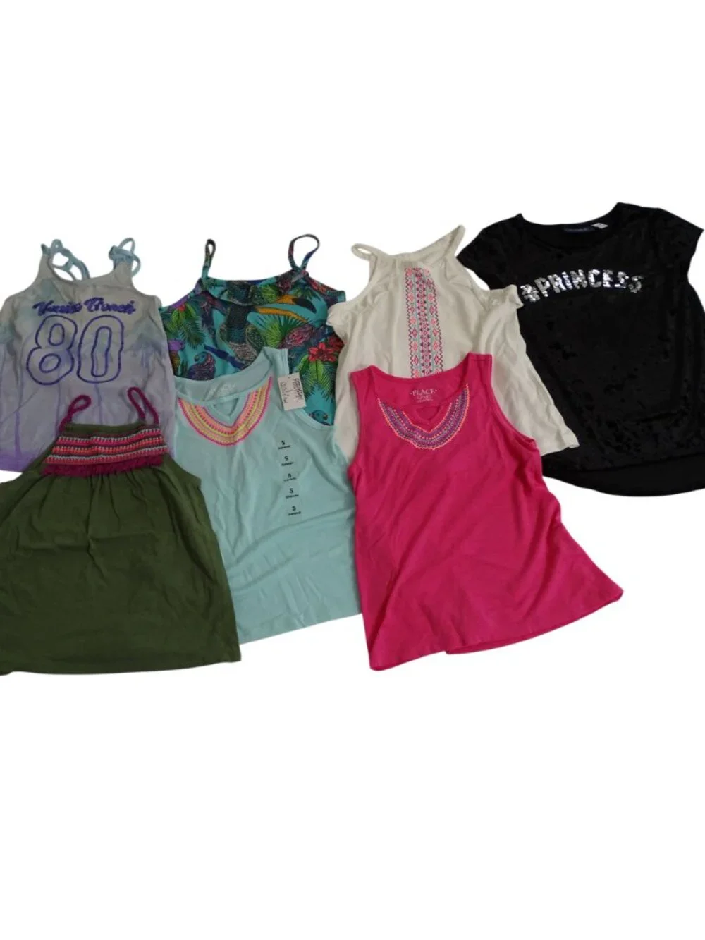 Lot of 7 The Childrens Place Girls Size S 5 6 Tank Tops T-Shirt Casual Summer - Picture 2 of 9